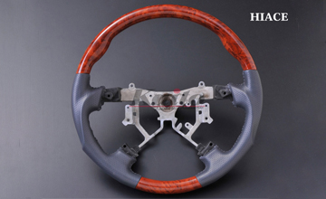 ハイエース ウッドステアリング 黒木目